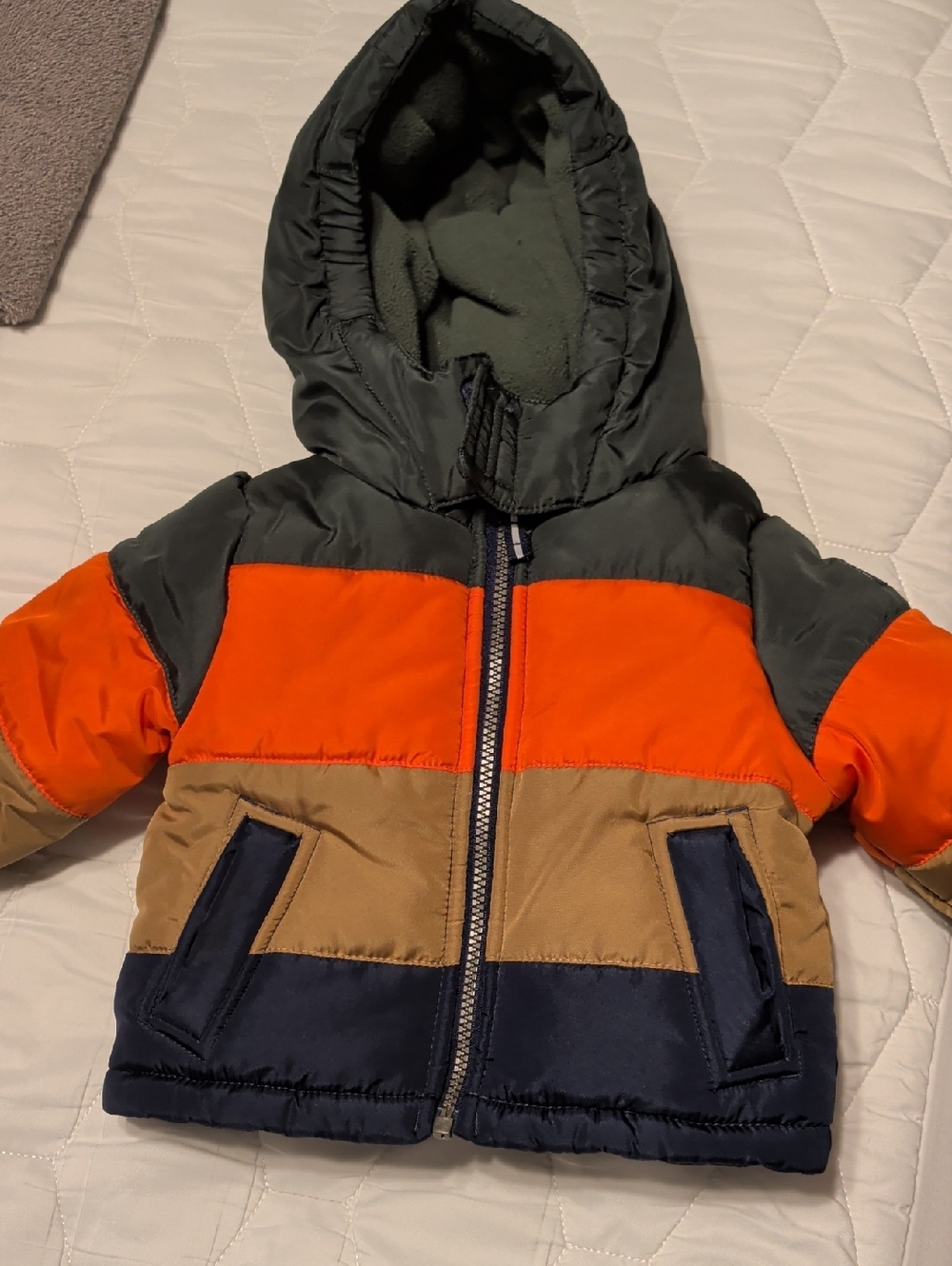 OshKosh B'gosh Orange and Olive Green Colorblock Toddler Jacket